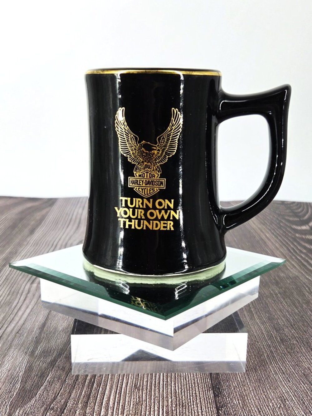 1977 AMF Harley-Davidson Black & Metallic Gold "Turn On Your Own Thunder" Mug
